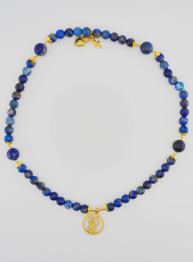 Bracciale Rosario in Pietre di Lapis-Lazuli – Vergine Maria & Ex Voto (pic 1)