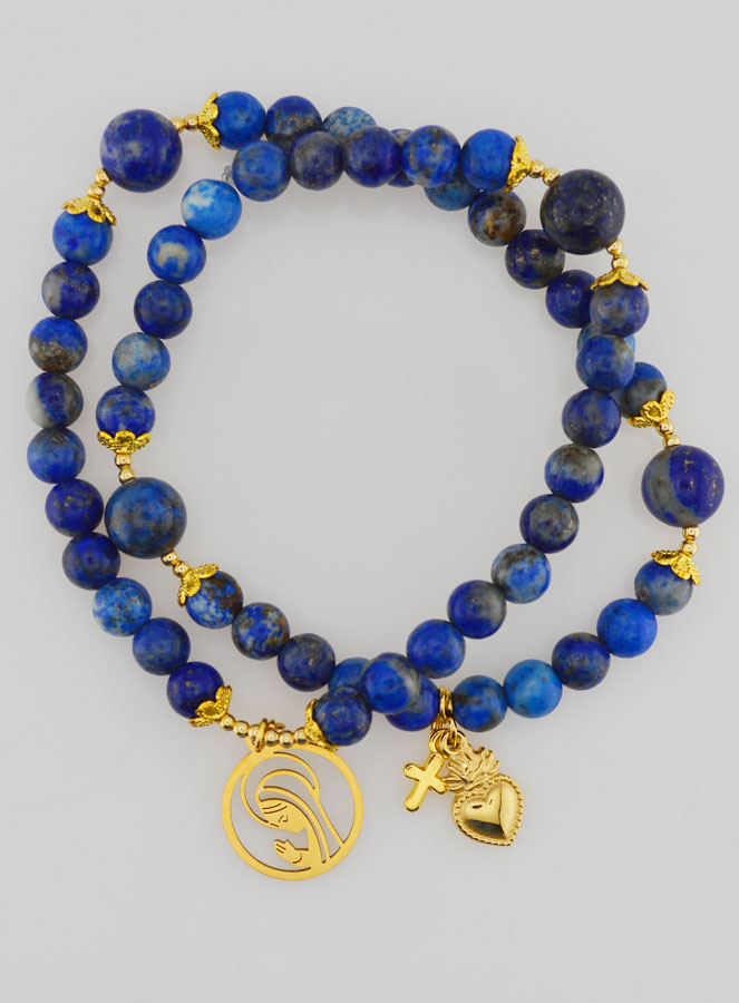 Bracciale Rosario in Pietre di Lapis-Lazuli – Vergine Maria & Ex Voto (pic 2)