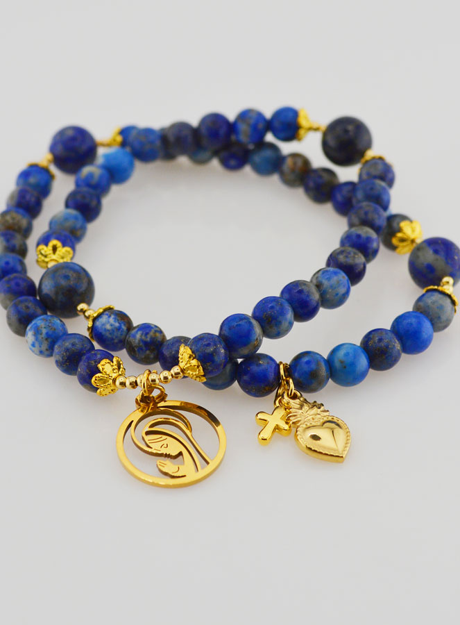 Bracciale Rosario in Pietre di Lapis-Lazuli – Vergine Maria & Ex Voto (pic 3)
