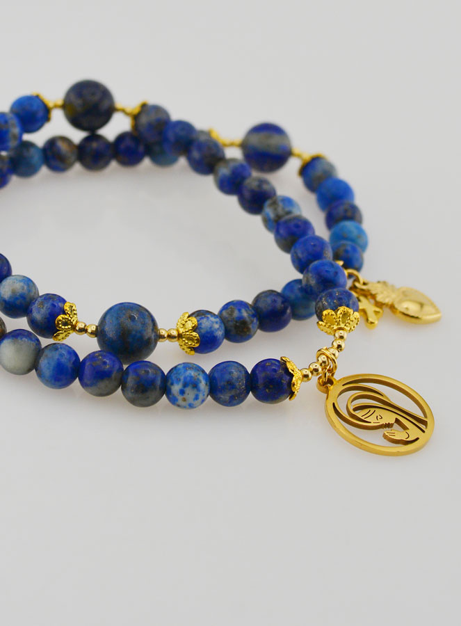 Bracciale Rosario in Pietre di Lapis-Lazuli – Vergine Maria & Ex Voto (pic 4)