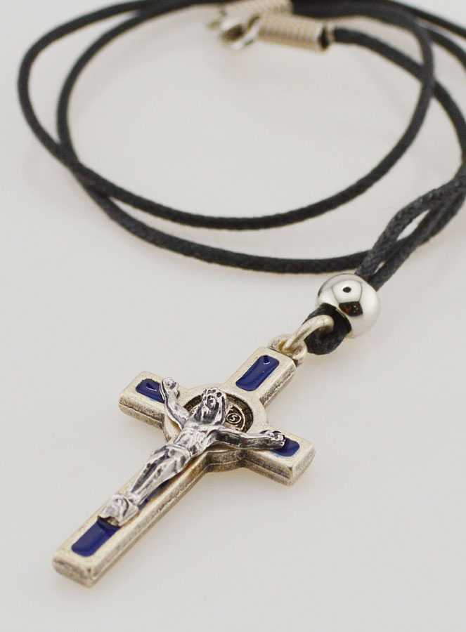 Collana Religiosa Croce di San Benedetto – Blu (pic 3)