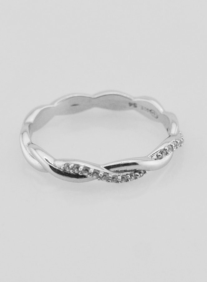 Anello Fede Intrecciato in Argento Massiccio Rodiato - T14 (pic 1)