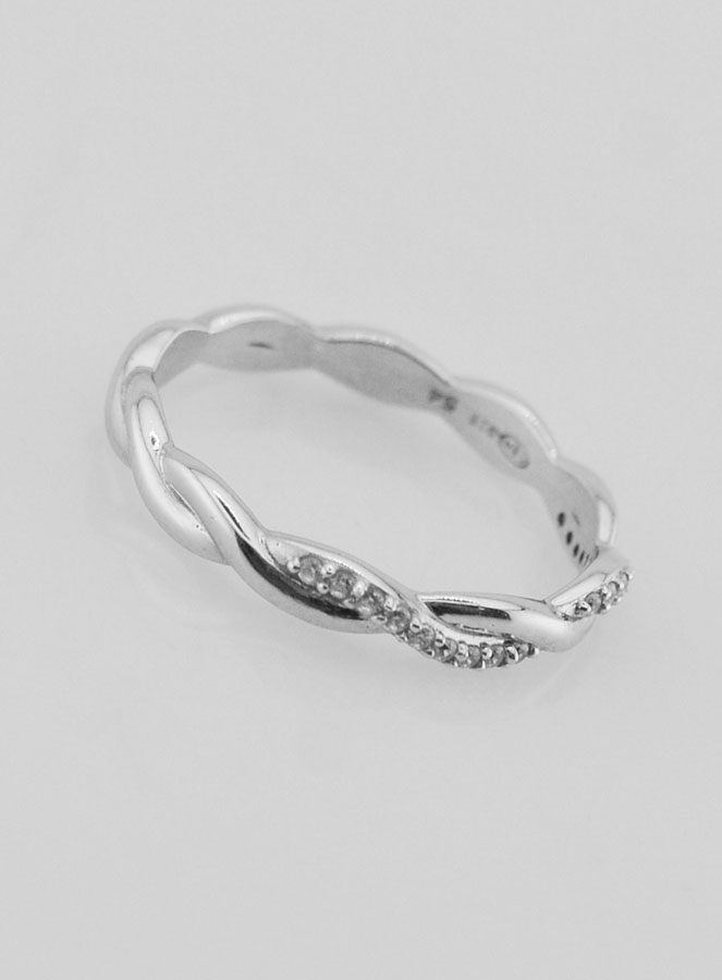Anello Fede Intrecciato in Argento Massiccio Rodiato - T14 (pic 2)