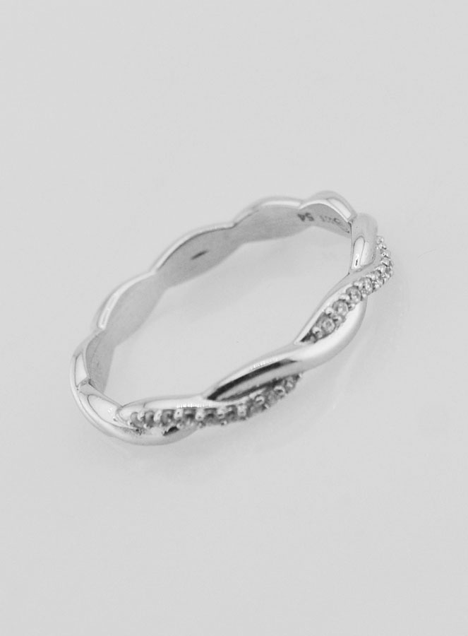 Anello Fede Intrecciato in Argento Massiccio Rodiato - T14 (pic 3)