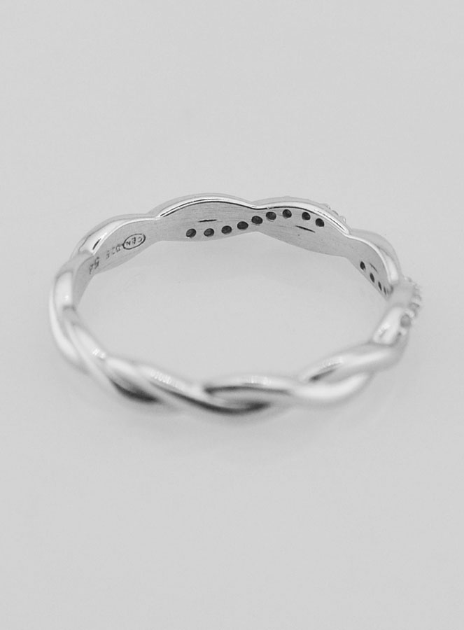 Anello Fede Intrecciato in Argento Massiccio Rodiato - T14 (pic 4)