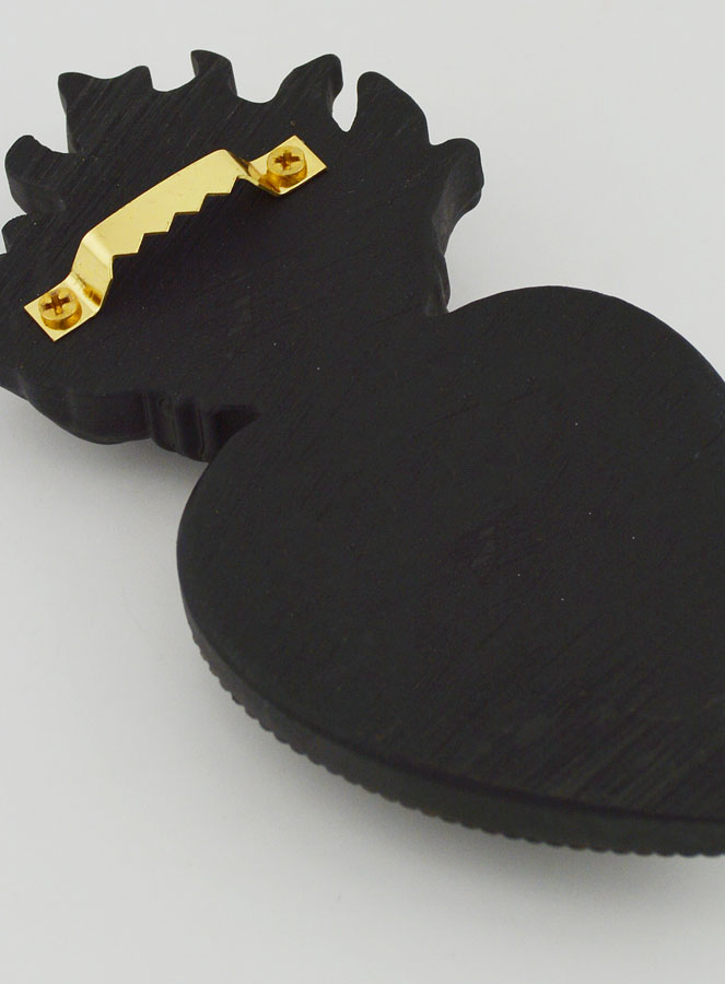 Ex Voto Murale Cuore Fiorito Nero & Bronzo - 13 cm (pic 4)
