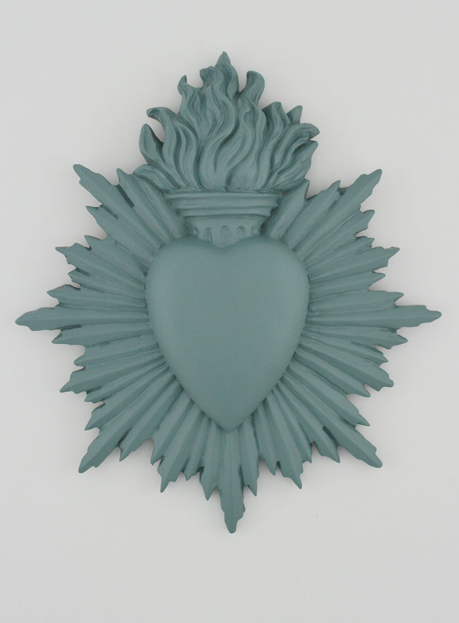 Ex Voto Murale Cuore Raggiante 17 cm - Salvia (pic 1)