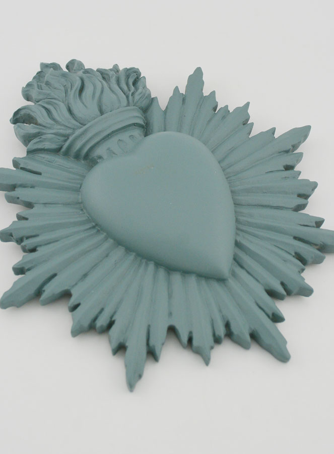 Ex Voto Murale Cuore Raggiante 17 cm - Salvia (pic 3)