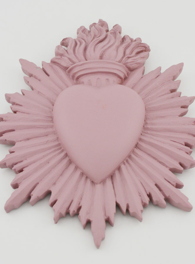 Ex Voto Murale Cuore Raggiante Rosa - 17 cm (pic 2)