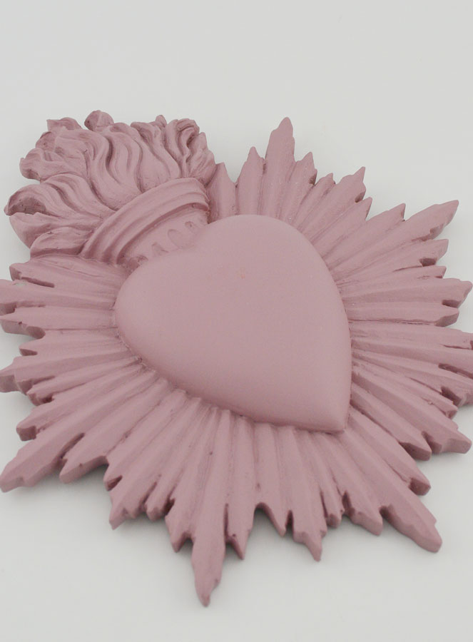 Ex Voto Murale Cuore Raggiante Rosa - 17 cm (pic 3)