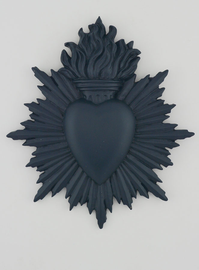 Ex Voto Murale Cuore Raggiante 17 cm - Blu Grigiastro (pic 1)