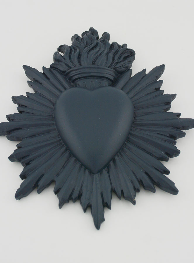 Ex Voto Murale Cuore Raggiante 17 cm - Blu Grigiastro (pic 2)