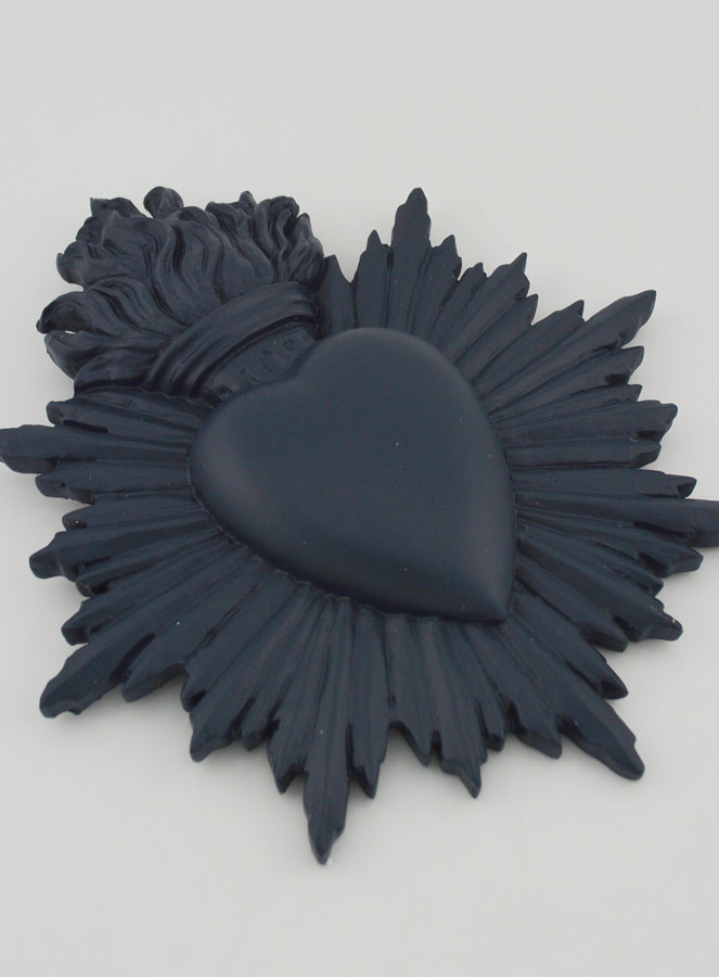Ex Voto Murale Cuore Raggiante 17 cm - Blu Grigiastro (pic 3)