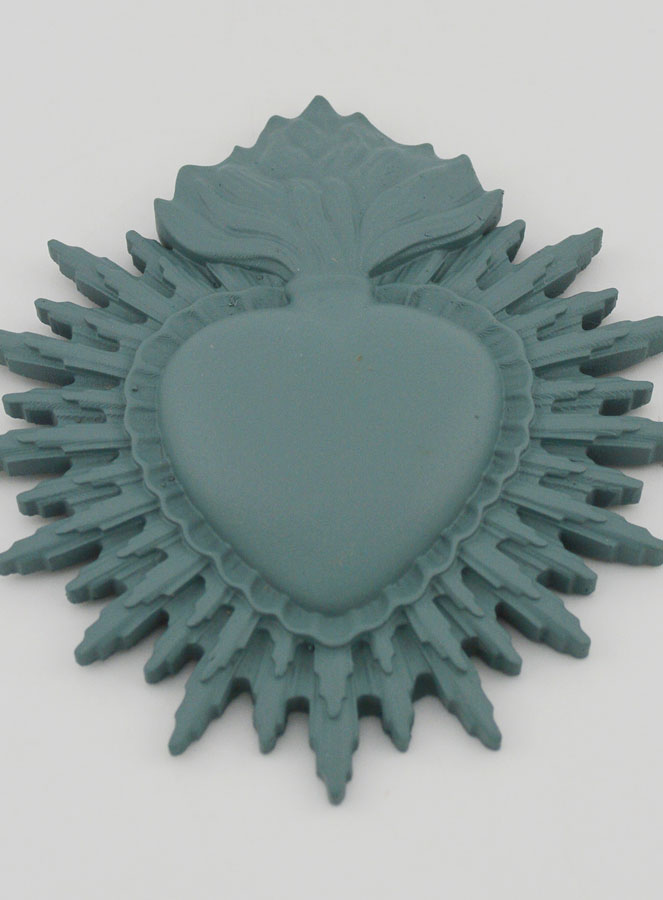 Ex Voto Murale Cuore Raggiante 11 cm - Salvia (pic 2)