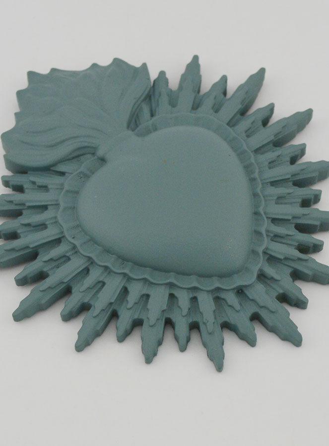 Ex Voto Murale Cuore Raggiante 11 cm - Salvia (pic 3)