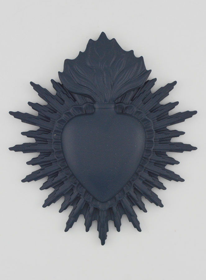 Ex Voto Murale Cuore Raggiante 11 cm - Blu Grigiastro (pic 1)
