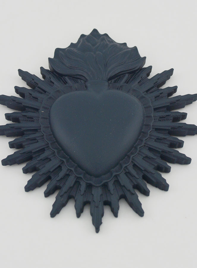 Ex Voto Murale Cuore Raggiante 11 cm - Blu Grigiastro (pic 2)