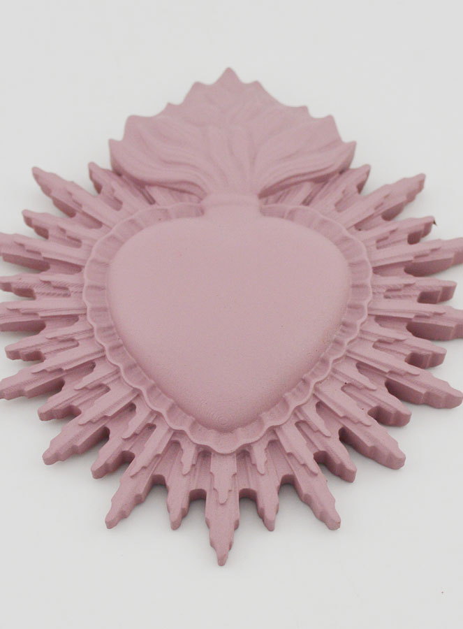 Ex Voto Murale Cuore Raggiante 11 cm - Rosa (pic 2)