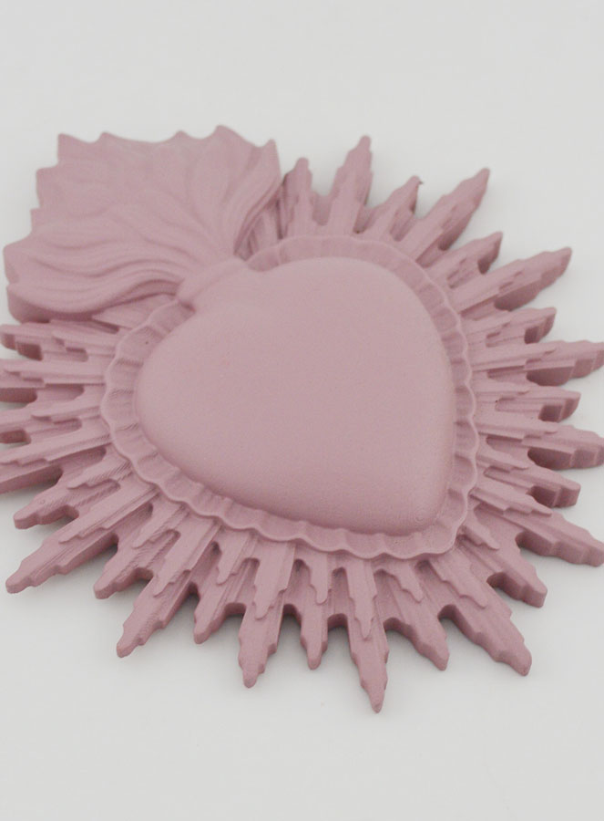 Ex Voto Murale Cuore Raggiante 11 cm - Rosa (pic 3)