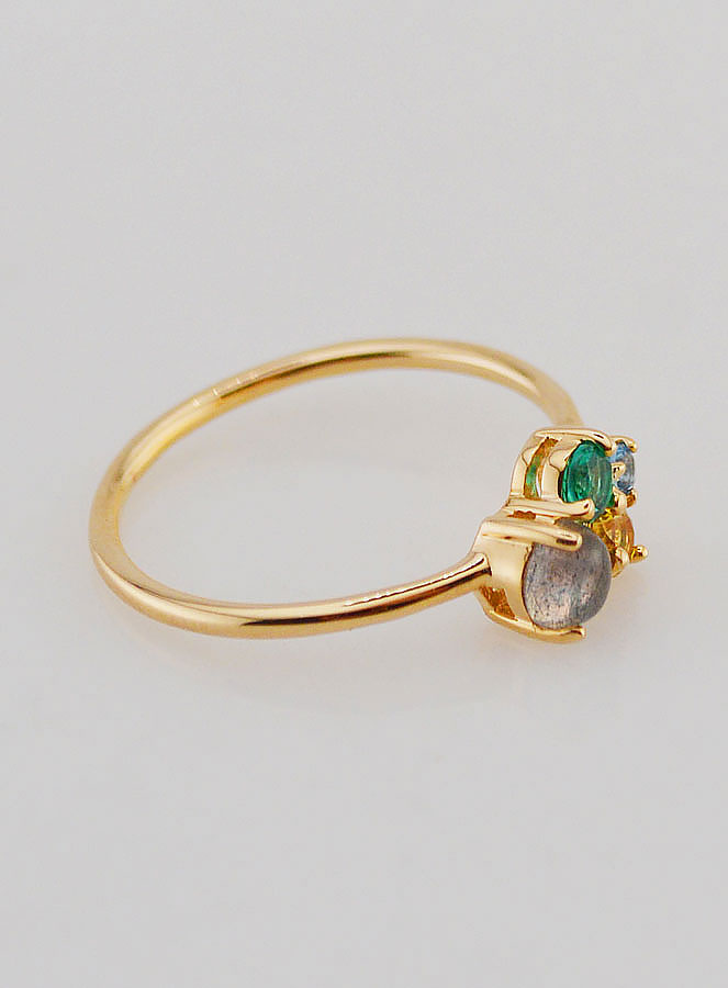 Anello Placcato Oro con Labradorite e Zirconi - T14 (pic 3)