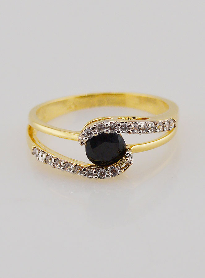 Anello Placcato Oro Zaffiro & Zirconi - T14 (pic 1)