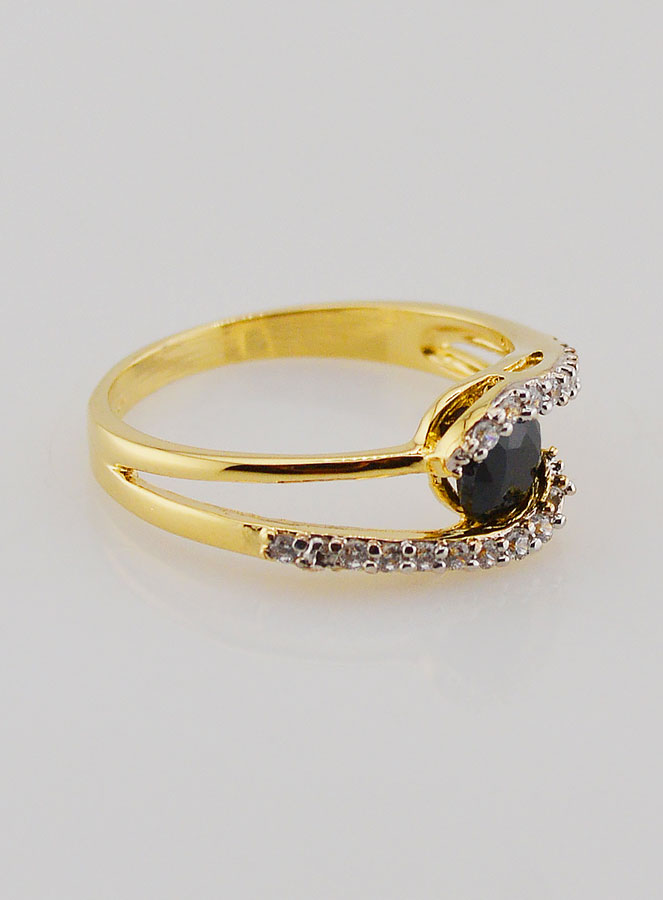 Anello Placcato Oro Zaffiro & Zirconi - T14 (pic 3)