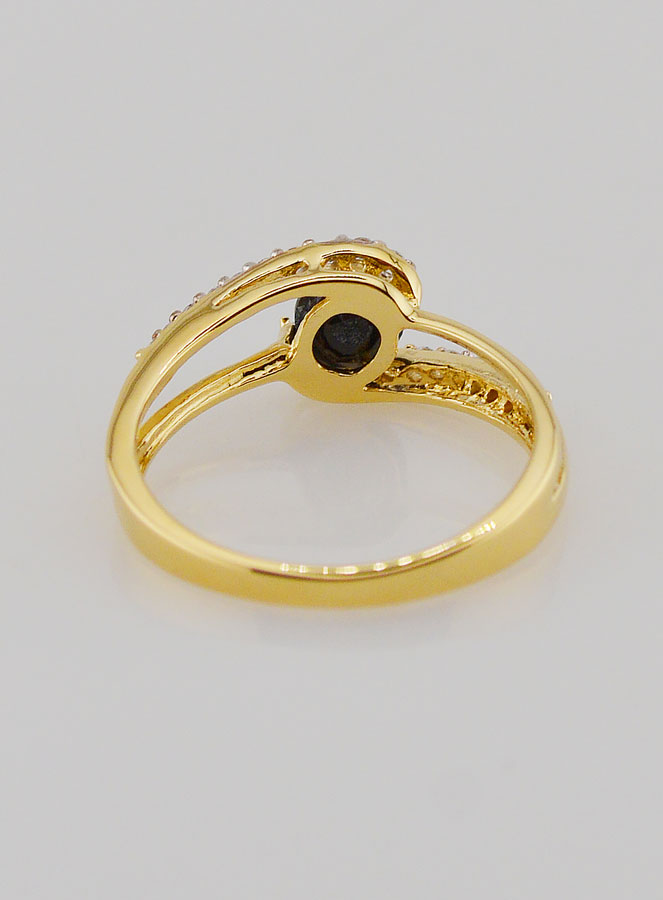 Anello Placcato Oro Zaffiro & Zirconi - T14 (pic 4)