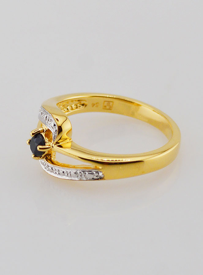 Anello Placcato Oro Zaffiro & zirconi - T54 (pic 2)