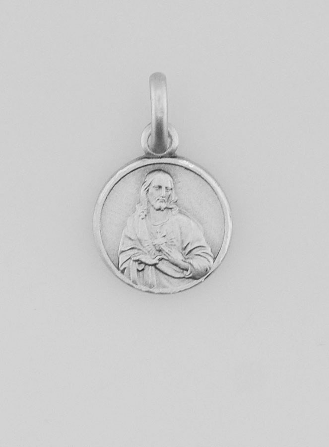 Medaglia dello Scapolare in Argento Rodiato 925/1000 - 10 mm (pic 2)