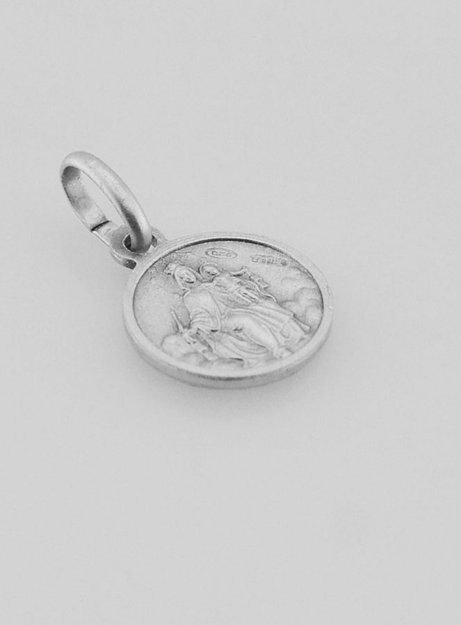 Medaglia dello Scapolare in Argento Rodiato 925/1000 - 10 mm (pic 3)