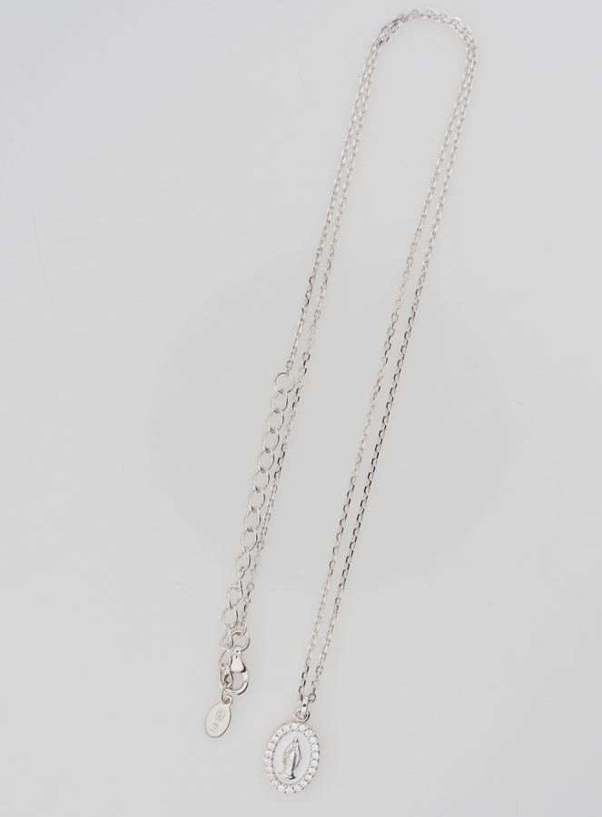 Collana Madonna Miracolosa Argento & Smalto Bianco (pic 2)