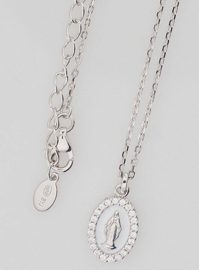 Collana Madonna Miracolosa Argento & Smalto Bianco (pic 4)