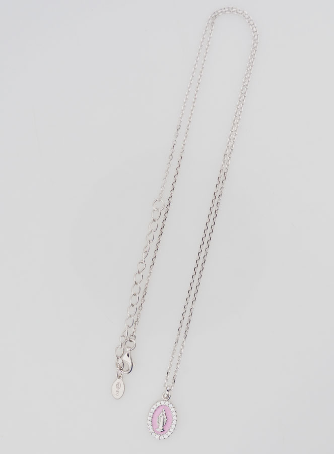 Collana Madonna Miracolosa Argento & Smalto Rosa (pic 2)