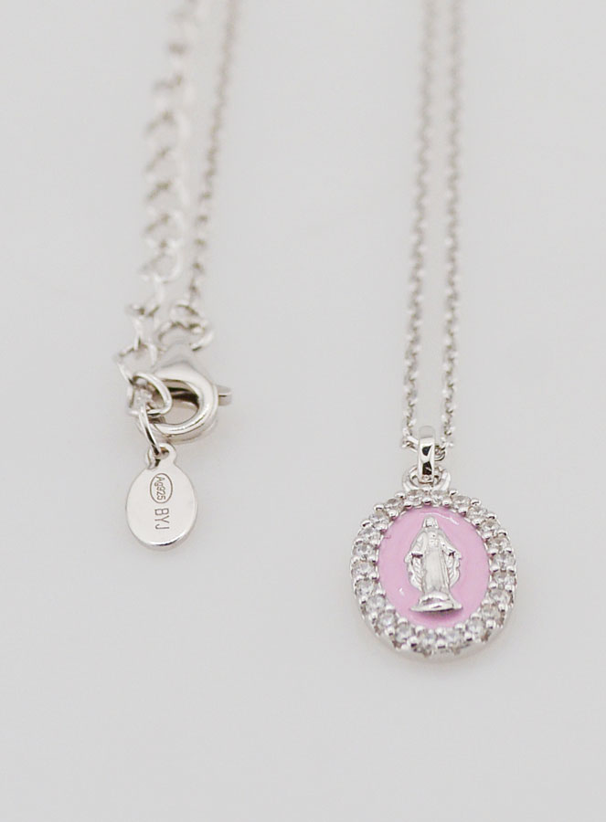 Collana Madonna Miracolosa Argento & Smalto Rosa (pic 3)