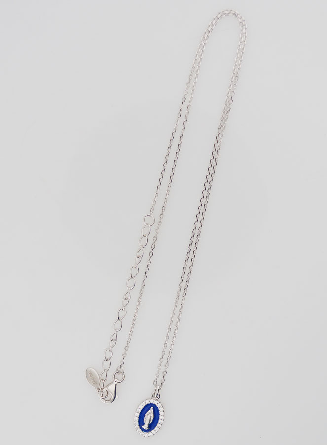 Collana Madonna Miracolosa Argento & Smalto Blu (pic 2)