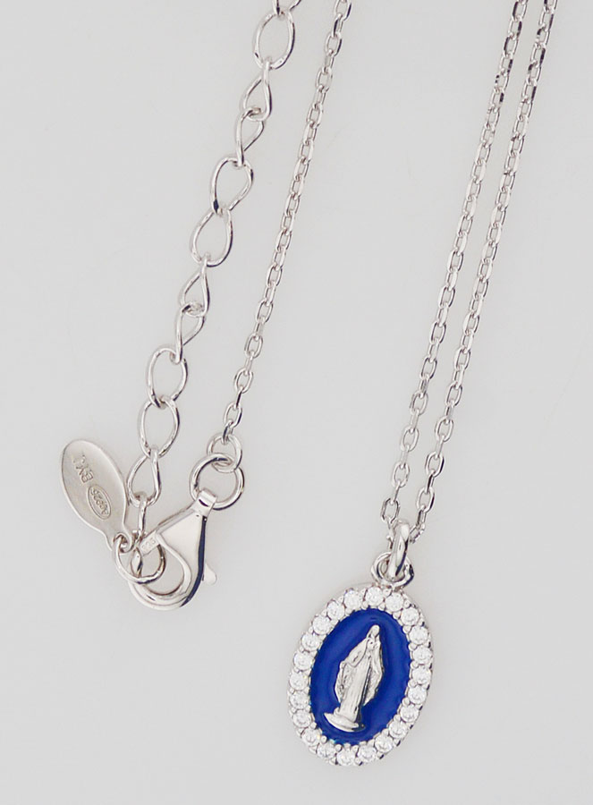 Collana Madonna Miracolosa Argento & Smalto Blu (pic 4)