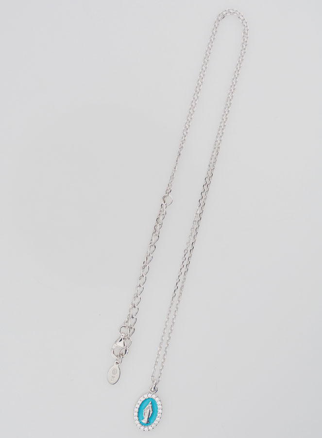 Collana Madonna Miracolosa Argento & Smalto Azzurro (pic 2)