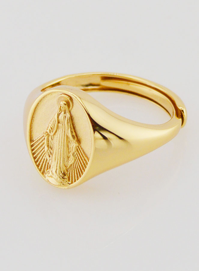 Anello Chevalier Madonna Miracolosa in Argento Dorato - T12-16 (pic 2)
