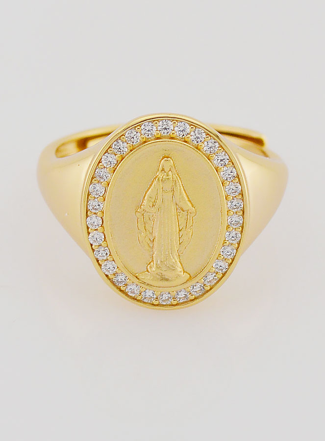 Anello Madonna Miracolosa in Argento Dorato & Zirconi T18-22 (pic 1)