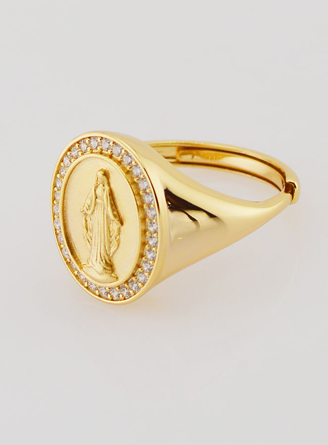 Anello Madonna Miracolosa in Argento Dorato & Zirconi T18-22 (pic 2)