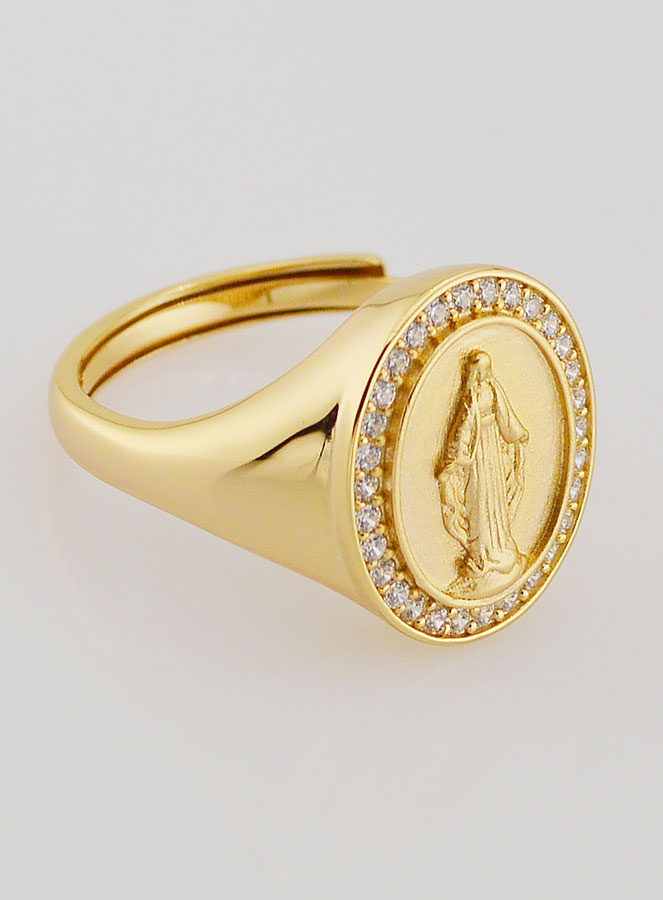 Anello Madonna Miracolosa in Argento Dorato & Zirconi T18-22 (pic 3)