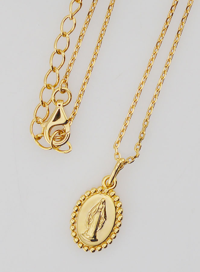 Collana Religiosa Madonna Miracolosa - Argento 925 Dorato (pic 4)