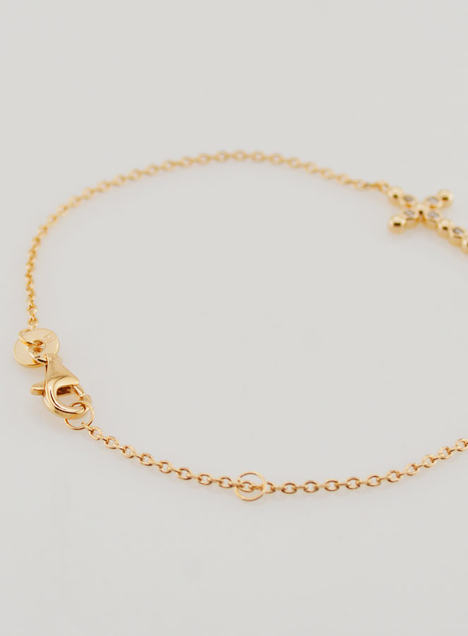 Bracciale Religioso Placcato Oro - Croce in Zirconi Rotondi (pic 3)
