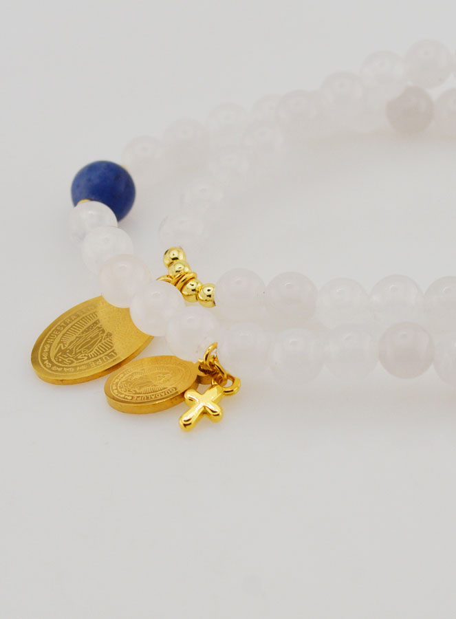Bracciale Rosario in Giada Bianca & Sodalite - Madonna di Guadalupe (pic 3)