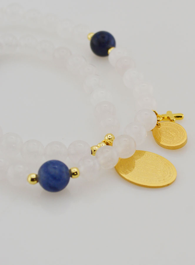 Bracciale Rosario in Giada Bianca & Sodalite - Madonna di Guadalupe (pic 4)