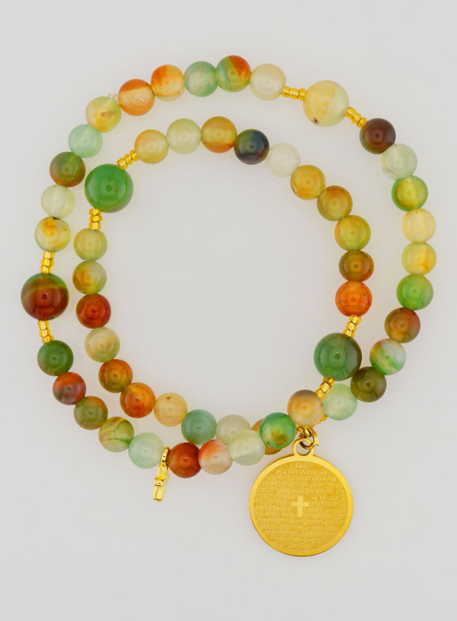 Bracciale Rosario in Agata Verde & Padre Nostro (pic 1)