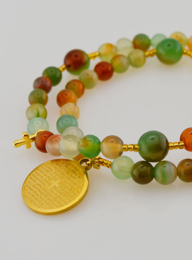 Bracciale Rosario in Agata Verde & Padre Nostro (pic 4)
