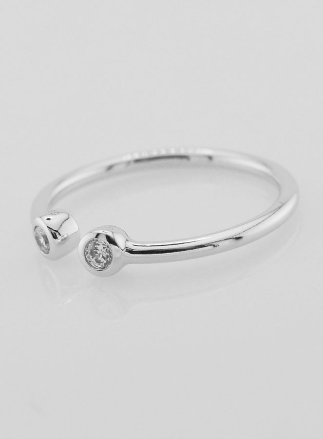 Anello Aperto in Argento e Zirconi - Misura 18 (pic 2)