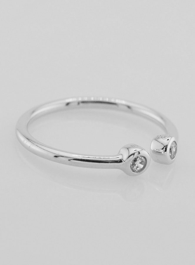 Anello Aperto in Argento e Zirconi - Misura 18 (pic 3)