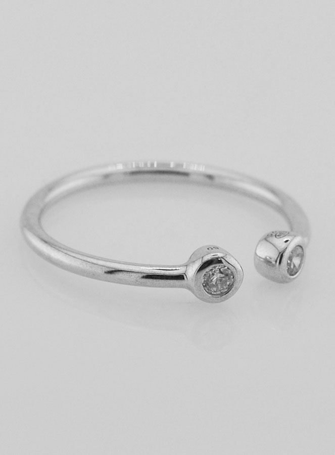 Anello Aperto in Argento e Zirconi - Misura 20 (pic 3)